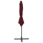 vidaXL Umbrelă în consolă cu stâlp și LED-uri, roșu bordo, 300 cm