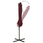 vidaXL Umbrelă în consolă cu stâlp și LED-uri, roșu bordo, 300 cm