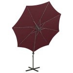 vidaXL Umbrelă în consolă cu stâlp și LED-uri, roșu bordo, 300 cm