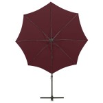 vidaXL Umbrelă în consolă cu stâlp și LED-uri, roșu bordo, 300 cm