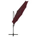 vidaXL Umbrelă în consolă cu stâlp și LED-uri, roșu bordo, 300 cm