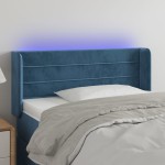 vidaXL Tăblie de pat cu LED, albastru închis, 103x16x78/88 cm, catifea