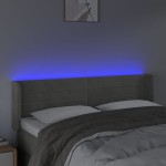 vidaXL Tăblie de pat cu LED, gri deschis, 147x16x78/88 cm, catifea