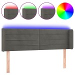 vidaXL Tăblie de pat cu LED, gri închis, 147x16x78/88 cm, catifea vidaXL Tăblie de pat cu LED, gri închis, 147x16x78/88 cm, catifea