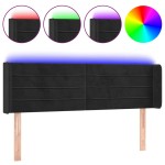 vidaXL Tăblie de pat cu LED, negru, 147x16x78/88 cm, catifea vidaXL Tăblie de pat cu LED, negru, 147x16x78/88 cm, catifea