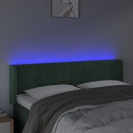 vidaXL Tăblie de pat cu LED, verde închis, 147x16x78/88 cm, catifea
