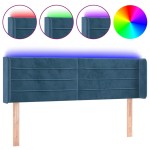 vidaXL Tăblie de pat cu LED, albastru închis, 147x16x78/88 cm, catifea