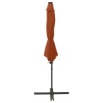 vidaXL Umbrelă în consolă cu stâlp și LED-uri, cărămiziu, 300 cm