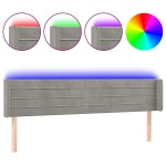 vidaXL Tăblie de pat cu LED, gri deschis, 163x16x78/88 cm, catifea vidaXL Tăblie de pat cu LED, gri deschis, 163x16x78/88 cm, catifea