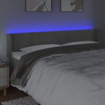vidaXL Tăblie de pat cu LED, gri deschis, 163x16x78/88 cm, catifea vidaXL Tăblie de pat cu LED, gri deschis, 163x16x78/88 cm, catifea