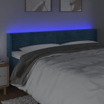 vidaXL Tăblie de pat cu LED, albastru închis, 163x16x78/88 cm, catifea