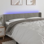 vidaXL Tăblie de pat cu LED, gri deschis, 183x16x78/88 cm, catifea vidaXL Tăblie de pat cu LED, gri deschis, 183x16x78/88 cm, catifea