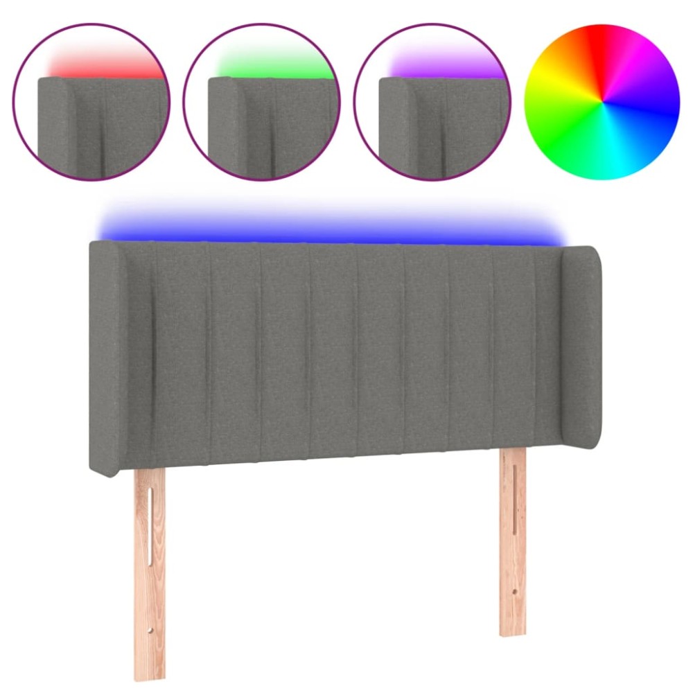 vidaXL Tăblie de pat cu LED, gri închis, 83x16x78/88 cm, textil