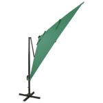 vidaXL Umbrelă în consolă cu stâlp și LED-uri, verde, 300 cm