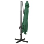 vidaXL Umbrelă în consolă cu stâlp și LED-uri, verde, 300 cm