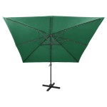 vidaXL Umbrelă în consolă cu stâlp și LED-uri, verde, 300 cm