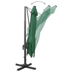 vidaXL Umbrelă în consolă cu stâlp și LED-uri, verde, 300 cm