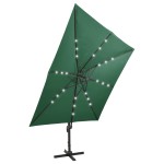 vidaXL Umbrelă în consolă cu stâlp și LED-uri, verde, 300 cm