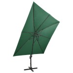 vidaXL Umbrelă în consolă cu stâlp și LED-uri, verde, 300 cm