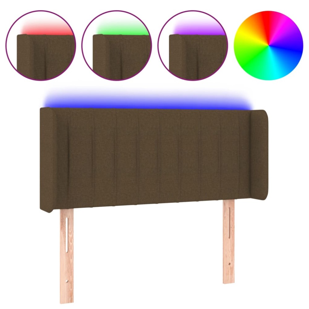vidaXL Tăblie de pat cu LED, maro închis, 83x16x78/88 cm, textil