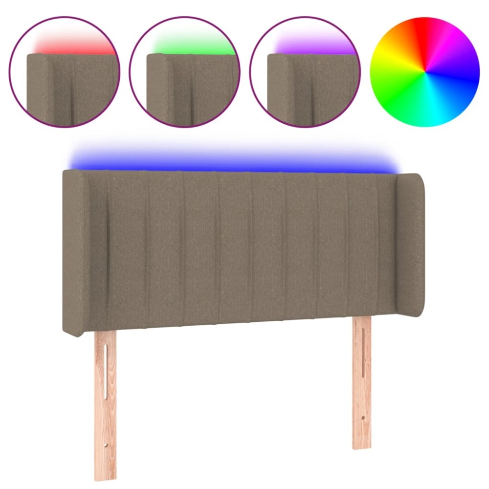 vidaXL Tăblie de pat cu LED, gri taupe, 83x16x78/88 cm, textil