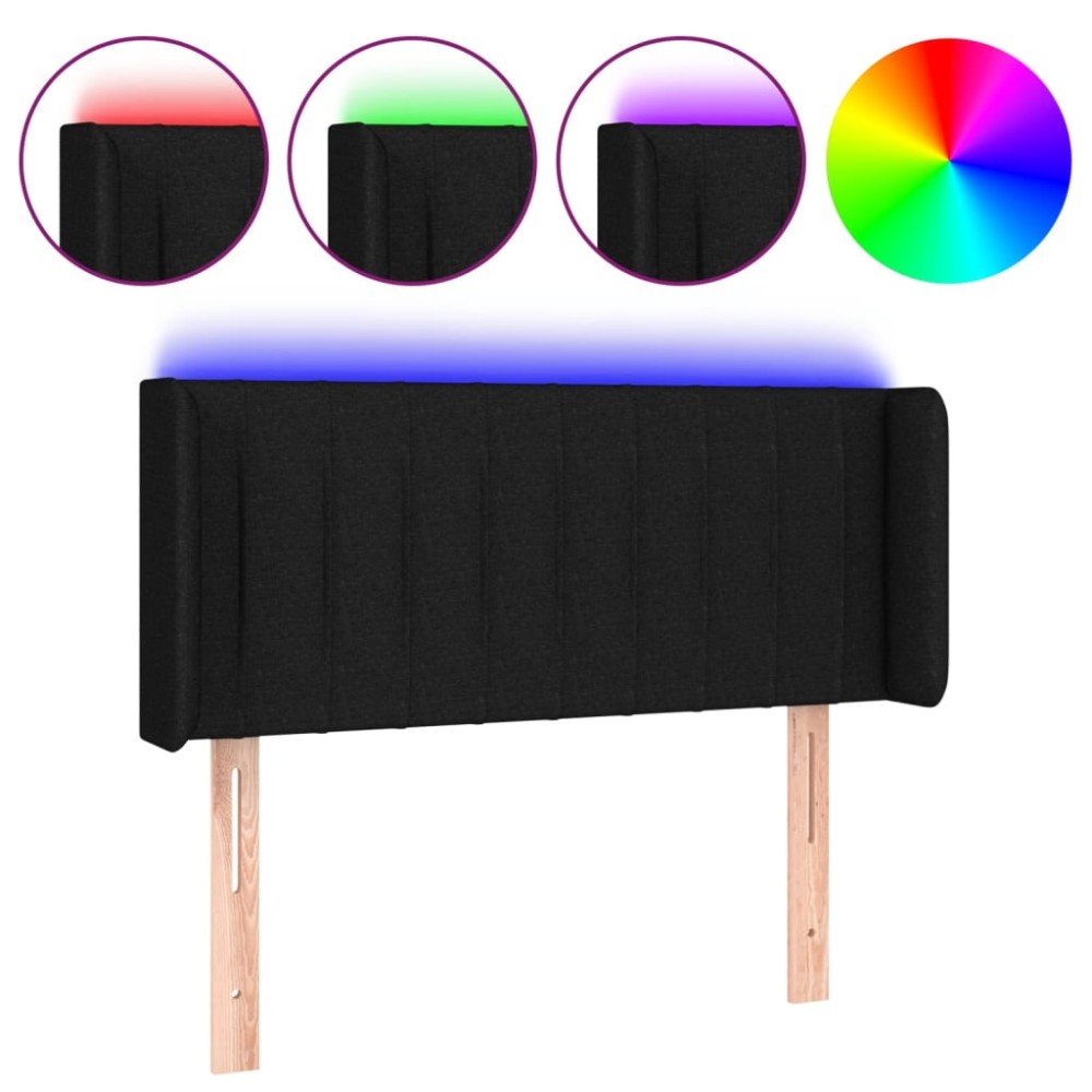 vidaXL Tăblie de pat cu LED, negru, 93x16x78/88 cm, textil