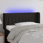vidaXL Tăblie de pat cu LED, negru, 93x16x78/88 cm, textil