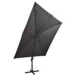 vidaXL Umbrelă în consolă cu stâlp și LED-uri, antracit, 300 cm