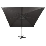 vidaXL Umbrelă în consolă cu stâlp și LED-uri, antracit, 300 cm