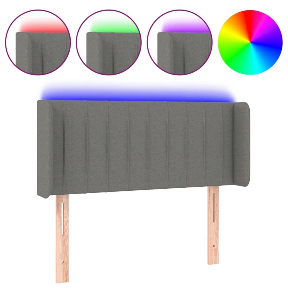 vidaXL Tăblie de pat cu LED, gri închis, 103x16x78/88 cm, textil