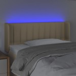 vidaXL Tăblie de pat cu LED, crem, 103x16x78/88 cm, textil vidaXL Tăblie de pat cu LED, crem, 103x16x78/88 cm, textil