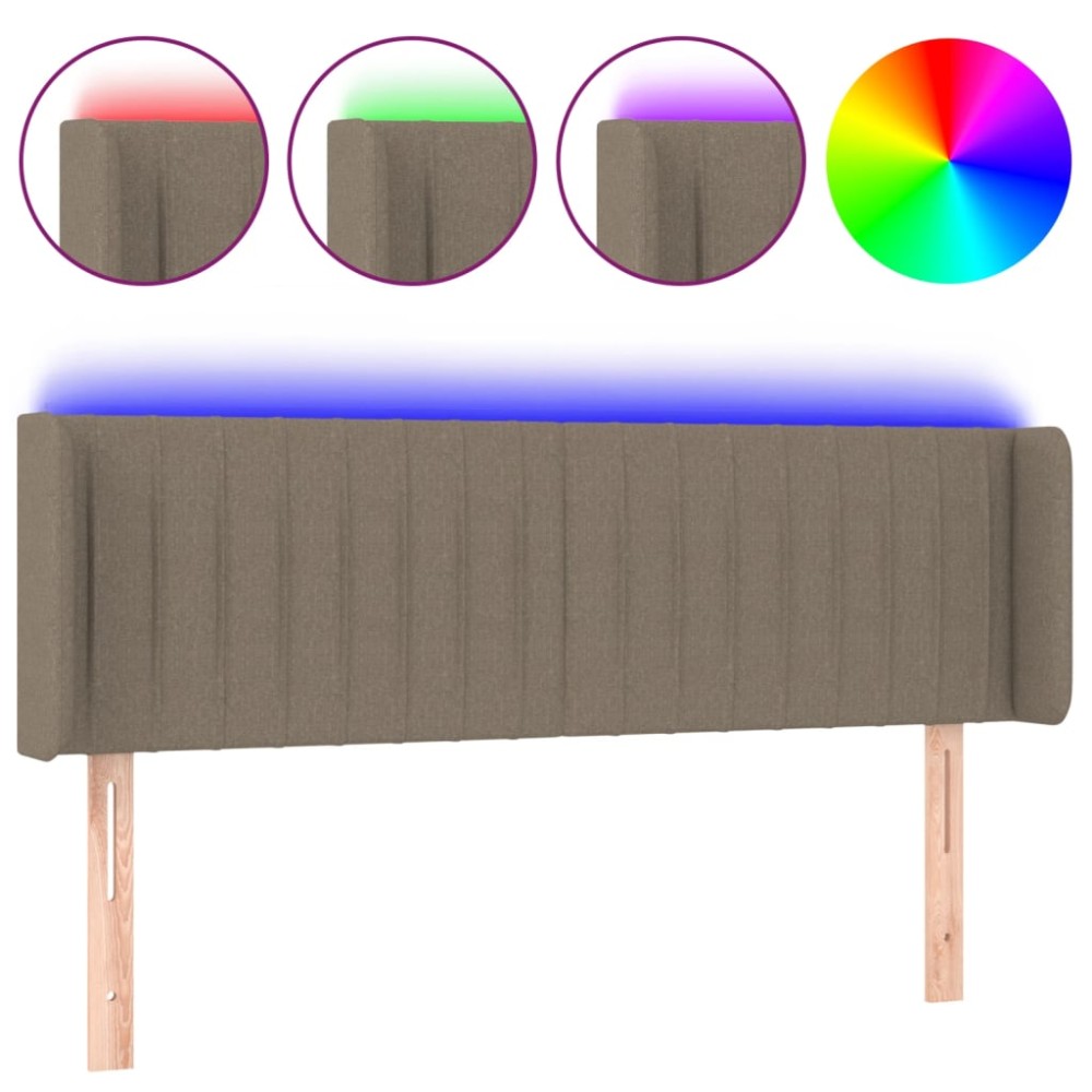 vidaXL Tăblie de pat cu LED, gri taupe, 147x16x78/88 cm, textil