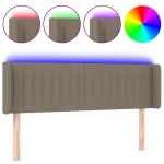 vidaXL Tăblie de pat cu LED, gri taupe, 147x16x78/88 cm, textil