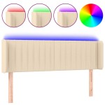 vidaXL Tăblie de pat cu LED, crem, 147x16x78/88 cm, textil