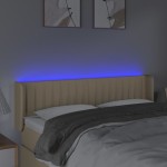 vidaXL Tăblie de pat cu LED, crem, 147x16x78/88 cm, textil