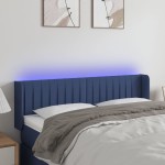 vidaXL Tăblie de pat cu LED, albastru, 147x16x78/88 cm, textil vidaXL Tăblie de pat cu LED, albastru, 147x16x78/88 cm, textil