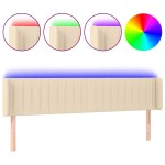 vidaXL Tăblie de pat cu LED, crem, 163x16x78/88 cm, textil vidaXL Tăblie de pat cu LED, crem, 163x16x78/88 cm, textil