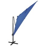 vidaXL Umbrelă în consolă cu stâlp și LED-uri, albastru azur, 300 cm