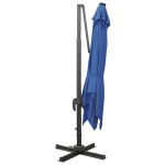 vidaXL Umbrelă în consolă cu stâlp și LED-uri, albastru azur, 300 cm