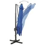 vidaXL Umbrelă în consolă cu stâlp și LED-uri, albastru azur, 300 cm