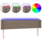 vidaXL Tăblie de pat cu LED, gri taupe, 203x16x78/88 cm, textil vidaXL Tăblie de pat cu LED, gri taupe, 203x16x78/88 cm, textil