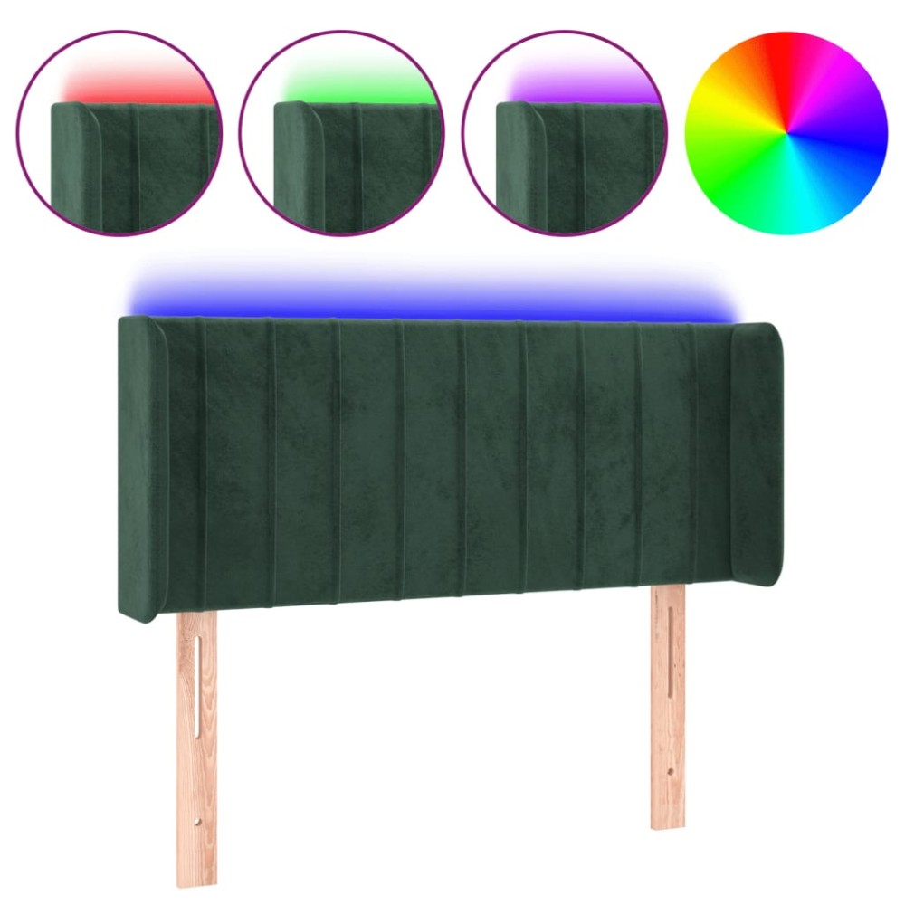 vidaXL Tăblie de pat cu LED, verde închis, 83x16x78/88 cm, catifea