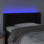 vidaXL Tăblie de pat cu LED, negru, 93x16x78/88 cm, catifea