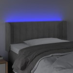 vidaXL Tăblie de pat cu LED, gri deschis, 103x16x78/88 cm, catifea