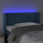 vidaXL Tăblie de pat cu LED, albastru închis, 103x16x78/88 cm, catifea