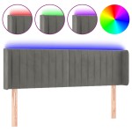 vidaXL Tăblie de pat cu LED, gri deschis, 147x16x78/88 cm, catifea vidaXL Tăblie de pat cu LED, gri deschis, 147x16x78/88 cm, catifea