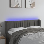 vidaXL Tăblie de pat cu LED, gri închis, 147x16x78/88 cm, catifea vidaXL Tăblie de pat cu LED, gri închis, 147x16x78/88 cm, catifea
