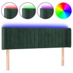 vidaXL Tăblie de pat cu LED, verde închis, 147x16x78/88 cm, catifea