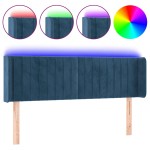 vidaXL Tăblie de pat cu LED, albastru închis, 147x16x78/88 cm, catifea