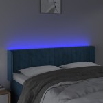 vidaXL Tăblie de pat cu LED, albastru închis, 147x16x78/88 cm, catifea
